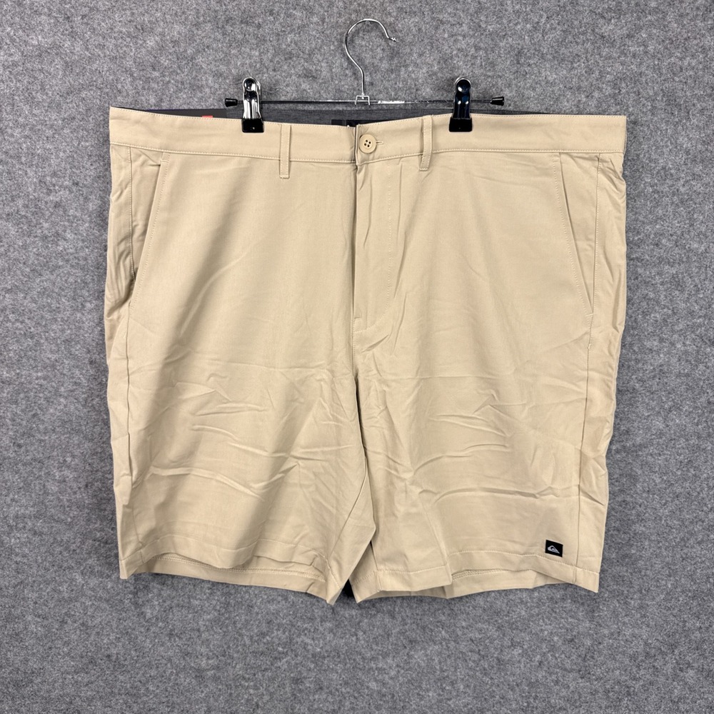 Quiksilver Hybrid Shorts Size 40 Beige 4-Way Stretch Moisture Wicking 9" Inseam